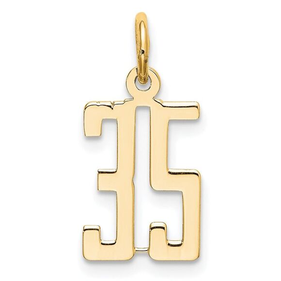 14k Yellow Gold Small Elongated Number 35 Charm